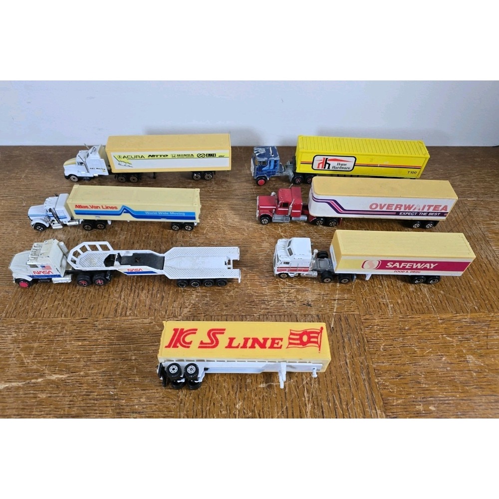 Lot of 6 Vintage Diecast Tractor Trailer Semi Trucks - Show Wear